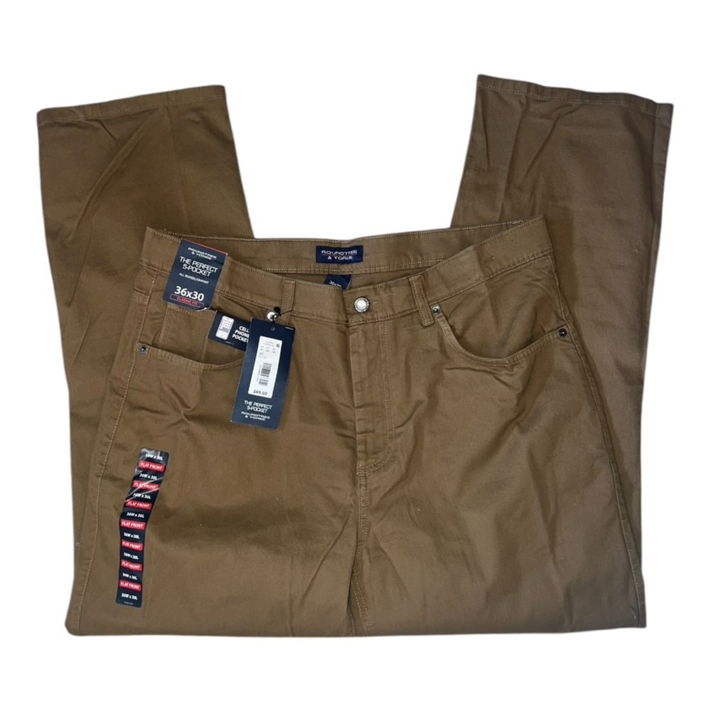 ✅Roundtree & Yorke Flat Front Classic Fit 5-Pocket Solid Pants 36x30 - Picture 5 of 11